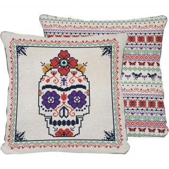 Funda de Cojín Coyoacán Skull Estampado Doble Cara Multicolor 45x45 cm
