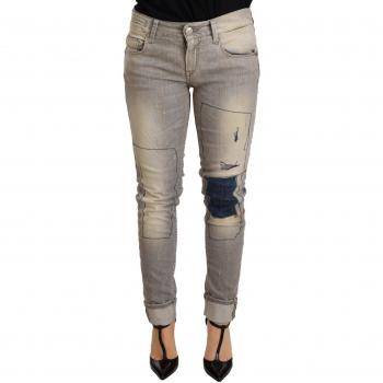 Acht Gray Cotton Slim Fit Folded Hem Women Denim Pant - W26 | IT40