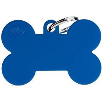 My Family Placa de Identificación personalizado para perro Made in Italy, Hueso XL Azul, Placa de identificación de Perro Grabada Gratis, Aluminio, Colección Basic, 48x31 mm