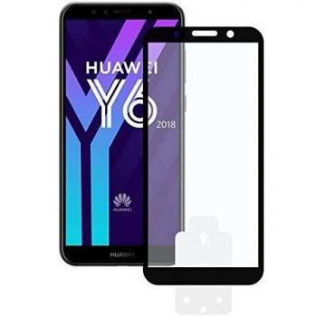 Protector de Pantalla de Cristal Templado Ksix para Huawei Y6 2018, Bordes 2.5D, Color Negro
