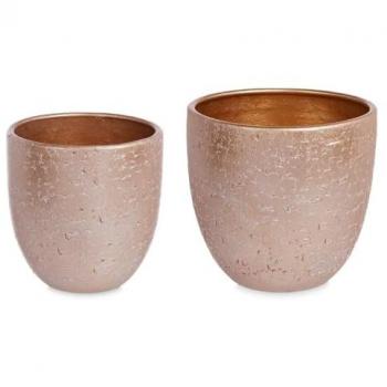 Set de Macetas Cerámica Perla Dorado Ø 20 cm y Ø 25 cm - 2 Piezas