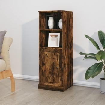 Aparador alto de madera multicapa en color roble humo, dimensiones 36x35,5x103,5 cm