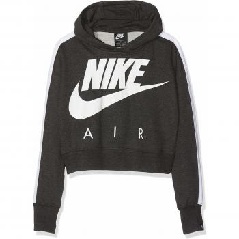 Nike G NSW Crop PE Air Sweatshirt, Niñas, Black Heather White, XL