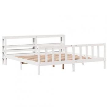 Cama sin colchón blanca 180x200 cm de madera maciza de pino