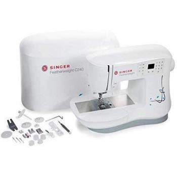 Singer C240 Featherweight - Máquina de coser (plástico, 43 x 23 x 32 cm), color blanco, incluye tapa