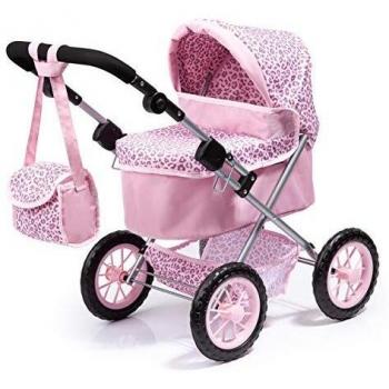 Bayer Design Trendy Leopard Doll Stroller, Adjustable, Foldable, Pink Animal Print