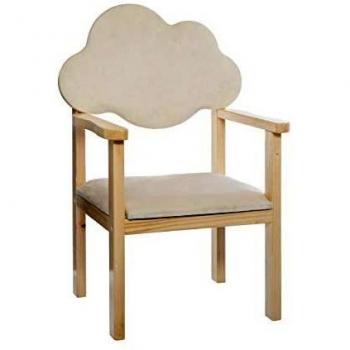 Silla infantil con respaldo forma nube, madera, 40x33.5x63cm, color beis lino, marca Atmosphera