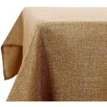 Deconovo Mantel Mesa Rectangular para Comedor, Habitacion Efecto Lino 130x130cm, Marrón Claro