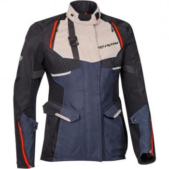 Ixon Chaqueta de Moto para Mujer Eddas Beige-Azul-Negro, chaqueta textil de motocicleta para damas, color negro y azul, talla XS