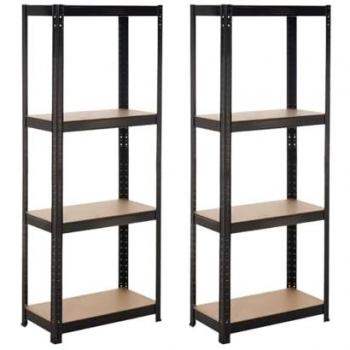 Pack 2 Estanterías Metálicas Modulares con 4 Baldas Ajustables 240kg Negro 148x60x30cm