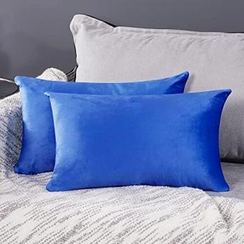 Deconovo Fundas para Cojines de Almohada del Sofá Cubierta Suave Decorativa Protector para Hogar 2 Piezas 30 x 50 cm Azul