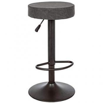 Taburete de Bar Vintage Piper de Cuero Sintético Gris Oscuro Bizzotto