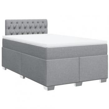 Estructura de cama box spring con colchón de muelles en tela gris claro 120x200 cm