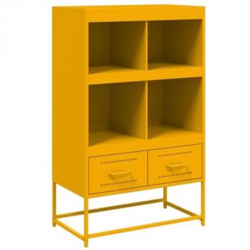 Aparador de acero laminado en frío amarillo mostaza 68,5x39x111,5 cm, armario auxiliar, mueble de almacenaje de cocina, armario de pasillo, aparador de comedor
