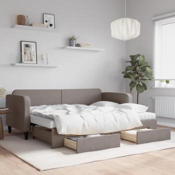 Sofá cama nido extraíble con cajones 80x200 cm en tela gris topo