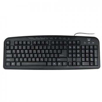 TECLADO MULTIMEDIA EWENT NEGRO CON DISEÑO PT (USB)