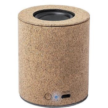 Altavoz Bluetooth 5.0 Nature de Corcho - Sonido Potente 3W, Batería 300mAh, Dimensiones Compactas (6,2x7,5x6,2 cm), Color Marrón Claro