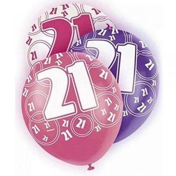 Unique Party - Globos rosa variados 21th Birthday/ 21 cumpleaños 30cm