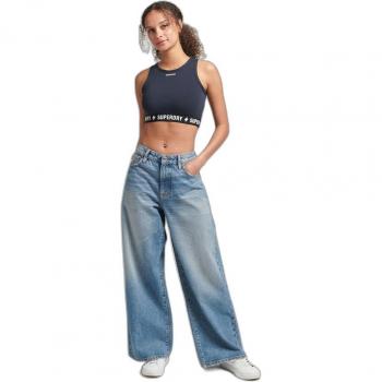 Top Corto Elástico para Mujer Superdry Azul Profundo