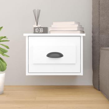 Mesita de noche de pared vidaXL 41,5x36x28 cm Blanco y Negro, acabado brillante, ideal para dormitorio, salón o estudio, mesa auxiliar