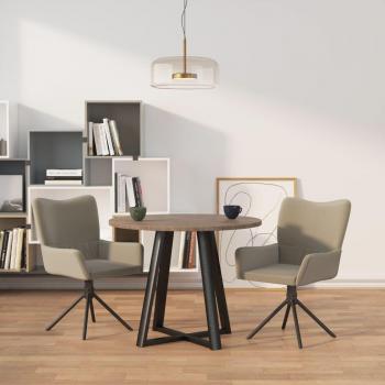 Light Grey Velvet Swivel Dining Chairs - Set of 2