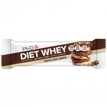 PhD Nutrition Diet Whey Bars, Barritas Nutricionales de Suero para Dietas Altas en Proteínas, Bajas en Azúcar, Bajas en Carbohidratos con Sabor Galleta de Triple Chocolate