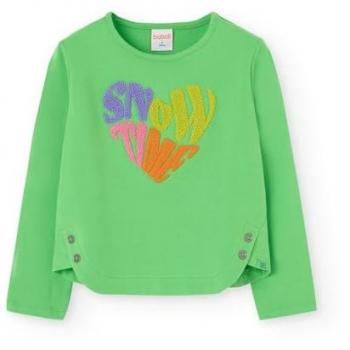 Camiseta de niña Boboli de algodón elástico con dibujo frontal y manga larga