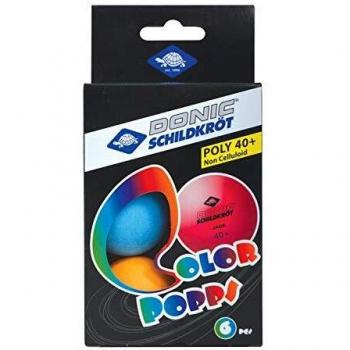 Pelotas de Tenis de Mesa Donic Schildkröt Colour Popps - Set de 6 Boles Coloridos en Calidad Poly 40+