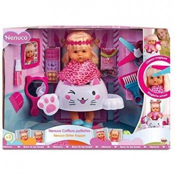 Nenuco Peluquería Purpurina - Muñeca Bebé peina y Corta el Pelo