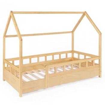Cama cabina infantil 80 x 160 cm madera Neree con somier y barandillas