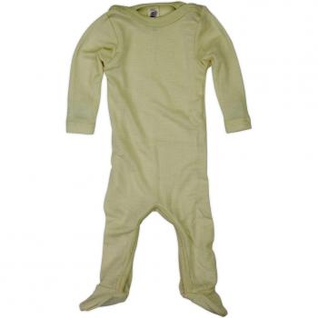 Mono de pijama de algodón y seda con pies, natural, talla 50/56-86/92