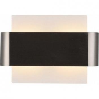 Aplique Damo níquel satinado 2 bombillas 19cm - Aplique de pared empotrado, 2 luces G9, base blanca con banda central de níquel satinado