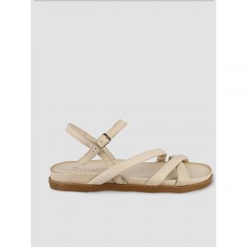Sandalias planas de mujer de piel en crudo