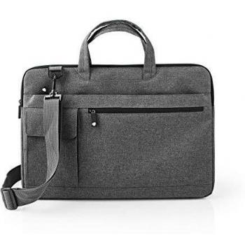 NEDIS - Maletín para portátil - Maletín para ordenador portátil - Maletín - Bolso bandolera - Cinturón para llevar - 15-16 - 8 compartimentos - Poliéster - Antracita/Gris