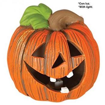 Calabaza porcelana con luz 13 cms.