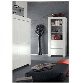 Columna-Vitrina Lazarro 2 Cajones y 1 Puerta Blanco Lacado 70 x 170 cm