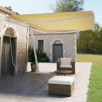 Toldo de pie retráctil manual Día y Noche amarillo y blanco 500x350 cm