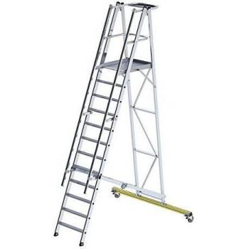 Escalera Plataforma Plegable y Móvil de Aluminio con 12 Escalas y Plataforma de 650x600mm