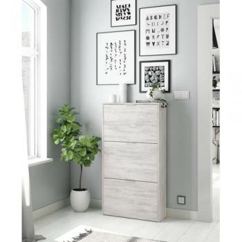 Armario Zapatero Blanco con 3 Puertas Plegables, Capacidad para 18 Pares de Zapatos, Dimensiones 60 x 113 x 22 cm