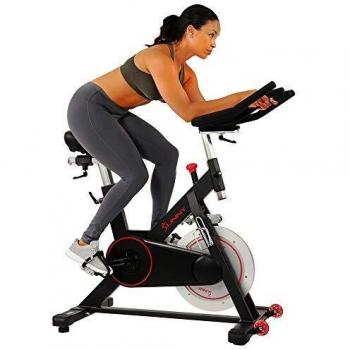 Sunny Health & Fitness Indoor Cycling Wheel with Magnetic Belt Drive, 136kg Max Weight, 20kg Flywheel, Pedal Hook SF-B1805 Tablet Holder, Adjustable Saddle & Handlebar, Home Trainer