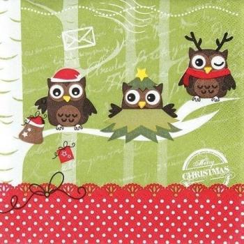 20 servilletas con diseño de dressed up de búhos - con diseño de búhos de Navidad/encargarían/cuernos 33 x 33 cm