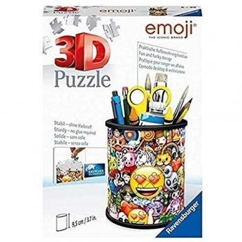Puzzle 3D Pot de Lápices Emoji - 54 Piezas Numeradas sin Pegamento - Accesorios Incluidos - Altura 9,5 cm