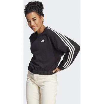 Adidas Women's Essentials 3-Stripes Black Cropped Sweatshirt