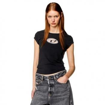 Diesel Women's Black Cotton T-Shirt - XS Size - T-Angie Style