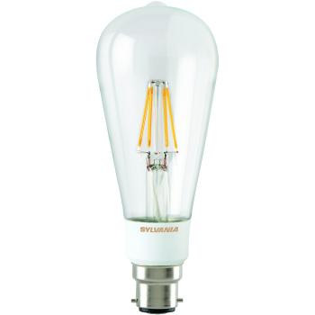 Sylvania 0027166 Toledo retro regulable ST64 LED lámpara, cristal, casa de luz, B22, 5,5 W