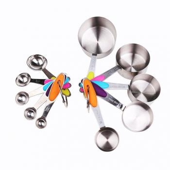 Uten 10 Piezas Tazas Medidoras Cucharas Medidoras Acero Inoxidable 18/8, 5 Tazas Medidoras + 5 Cucharas Medidoras Juegos de Cucharas Medidoras Silicona Antideslizante Utensilios de Cocina
