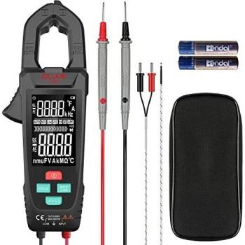 Pinza AmperiméTrica,QLUUE Prlobador De Corriente Ca Y Voltaje Ca/Cc Con Prueba Ncv, Probador AutomáTico De Voltaje, Mide Corriente, Voltaje, Temperatura, Capacitancia, Resistencia