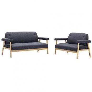 vidaXL Set Sofás 5 Personas 2 Pzs Tela Gris Oscuro Asiento Sillón Silla Mueble