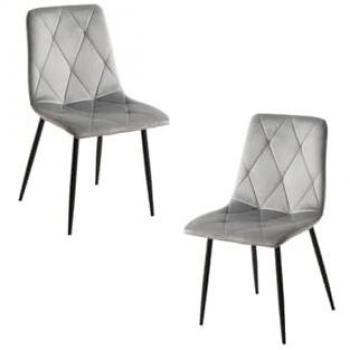 Pack 2 Sillas de Comedor Lyke en Terciopelo Gris Claro