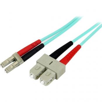 StarTech.com 2m (6ft) LC/UPC to SC/UPC OM3 Multimode Fiber Optic Cable Full Duplex 50/125m Zipcord Fiber Cable 100G Low Insertion Loss LSZH Fiber Jumper Cord